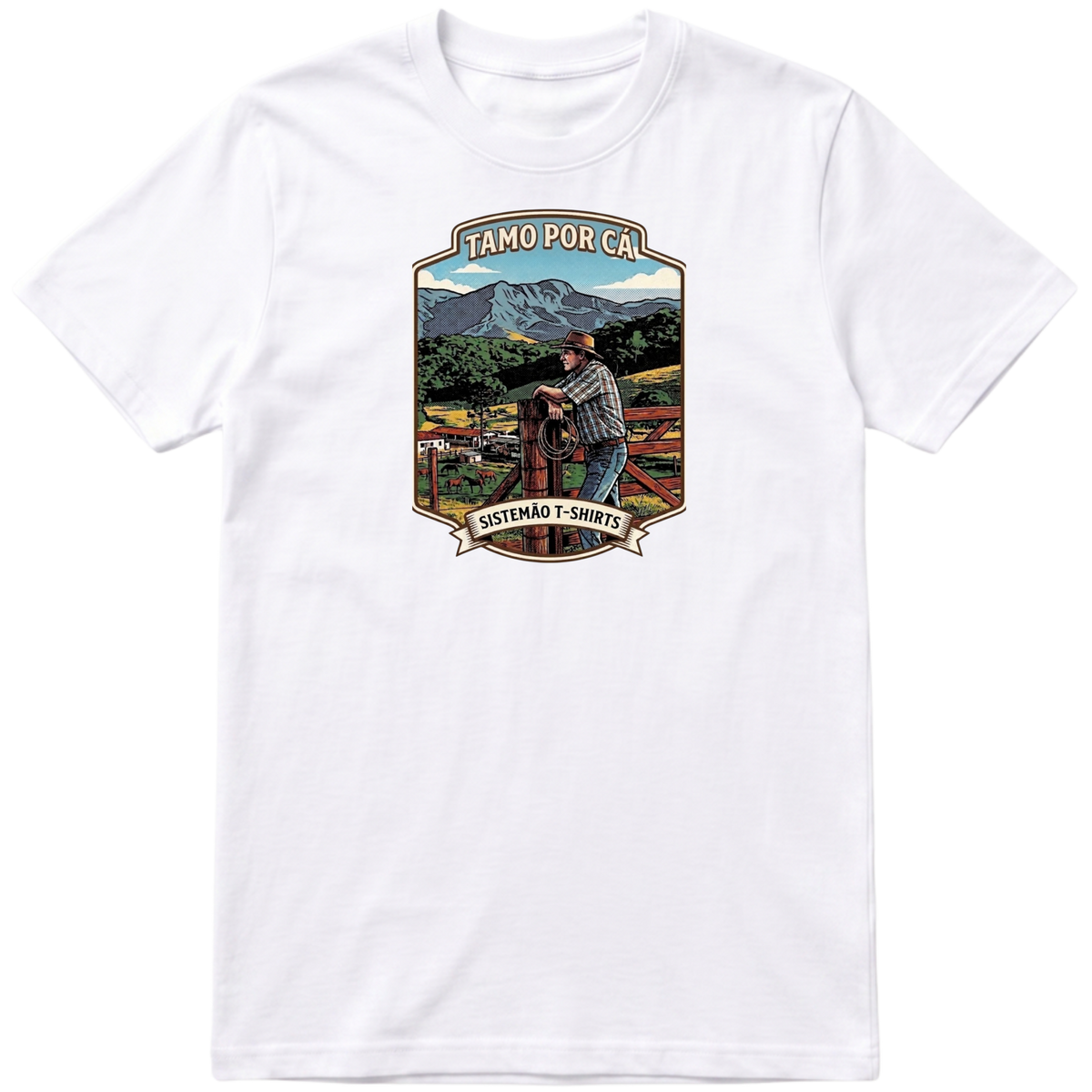 "Estampa/TAMO POR CÁ" Camiseta Premium Unissex Bunker Studios