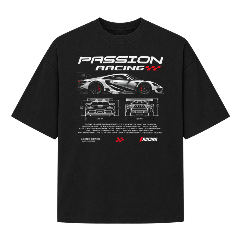 "Oversized Suedine "Passion Racing"" Camiseta Oversized Suedine 220g