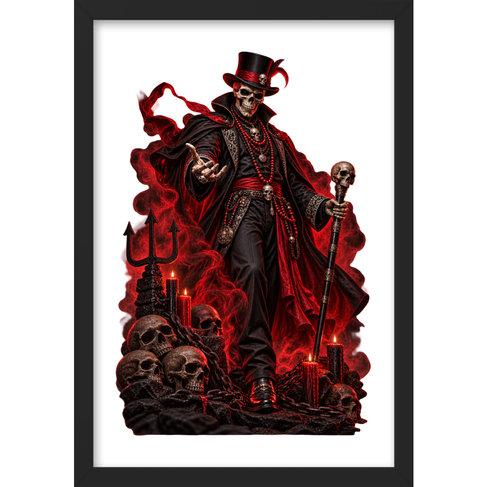 ""Exu Caveira" Full Art - Quadro Caixa" Quadro caixa sem vidro acrílico