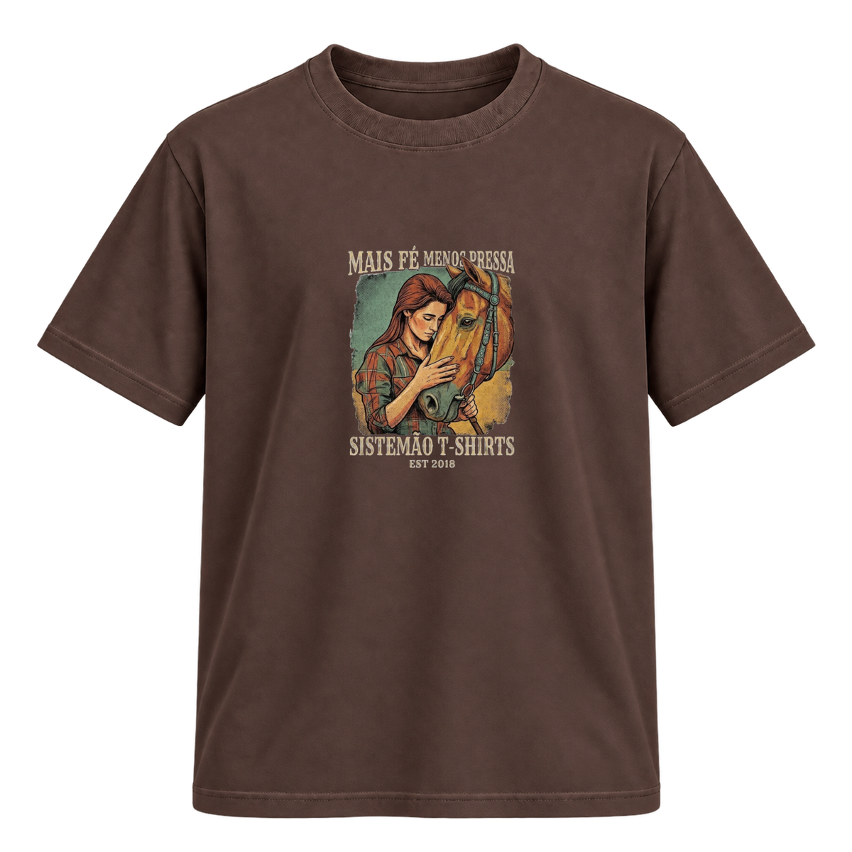 "Estampa /MAIS FÉ" Camiseta Regular Suedine