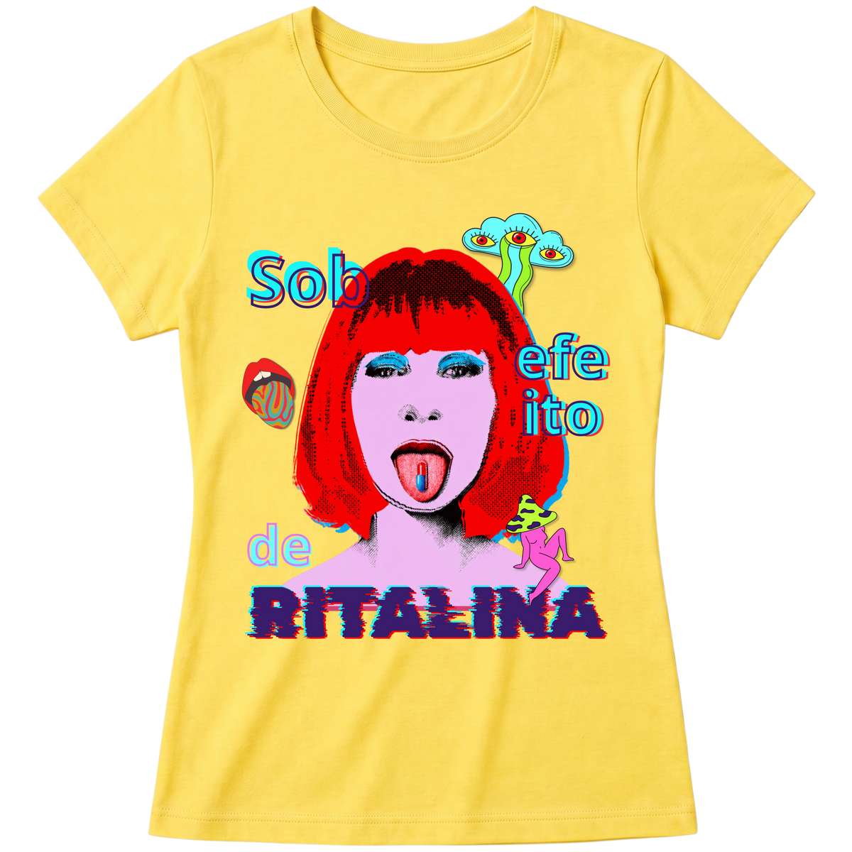 "Camiseta - Sob efeito de Ritalina" Blusa Baby Look