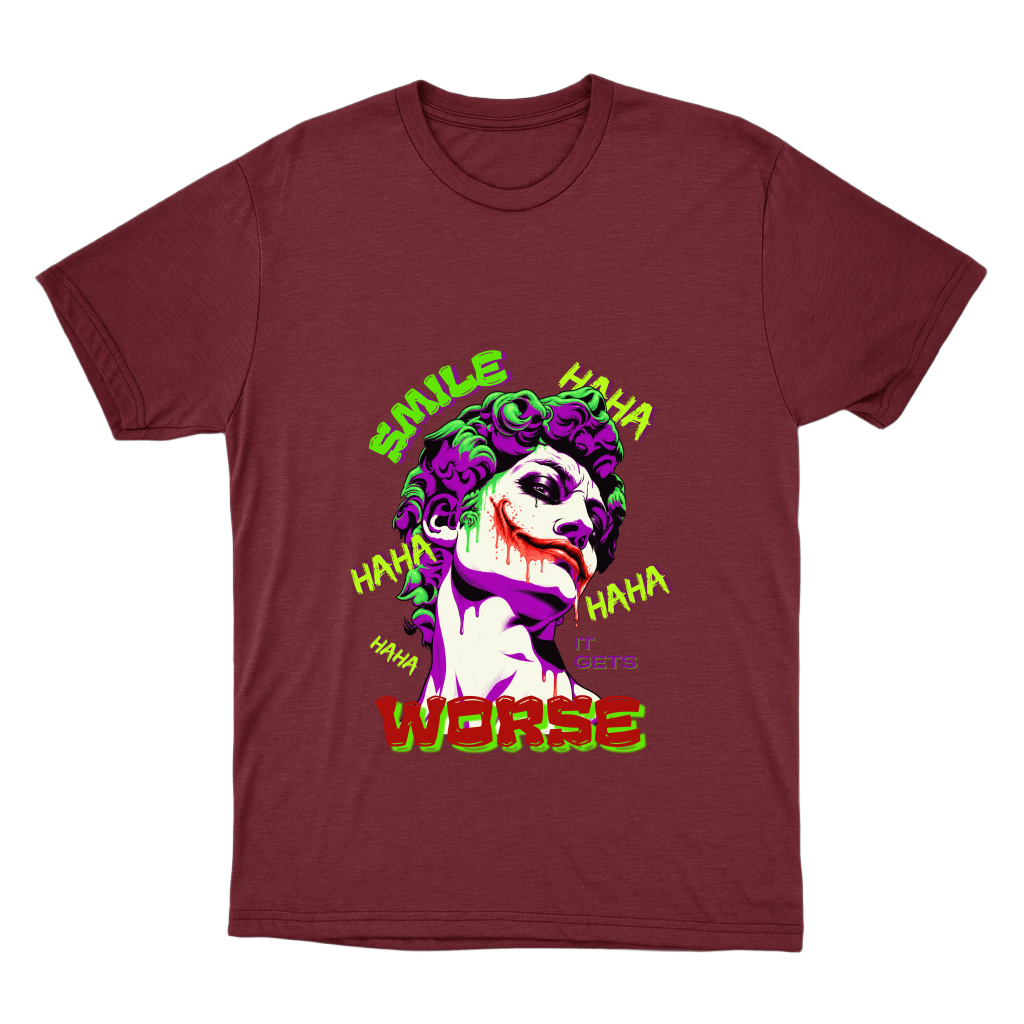 "Camiseta SMILE IT GETS WORSE - Coringa" Camiseta Básica Unissex