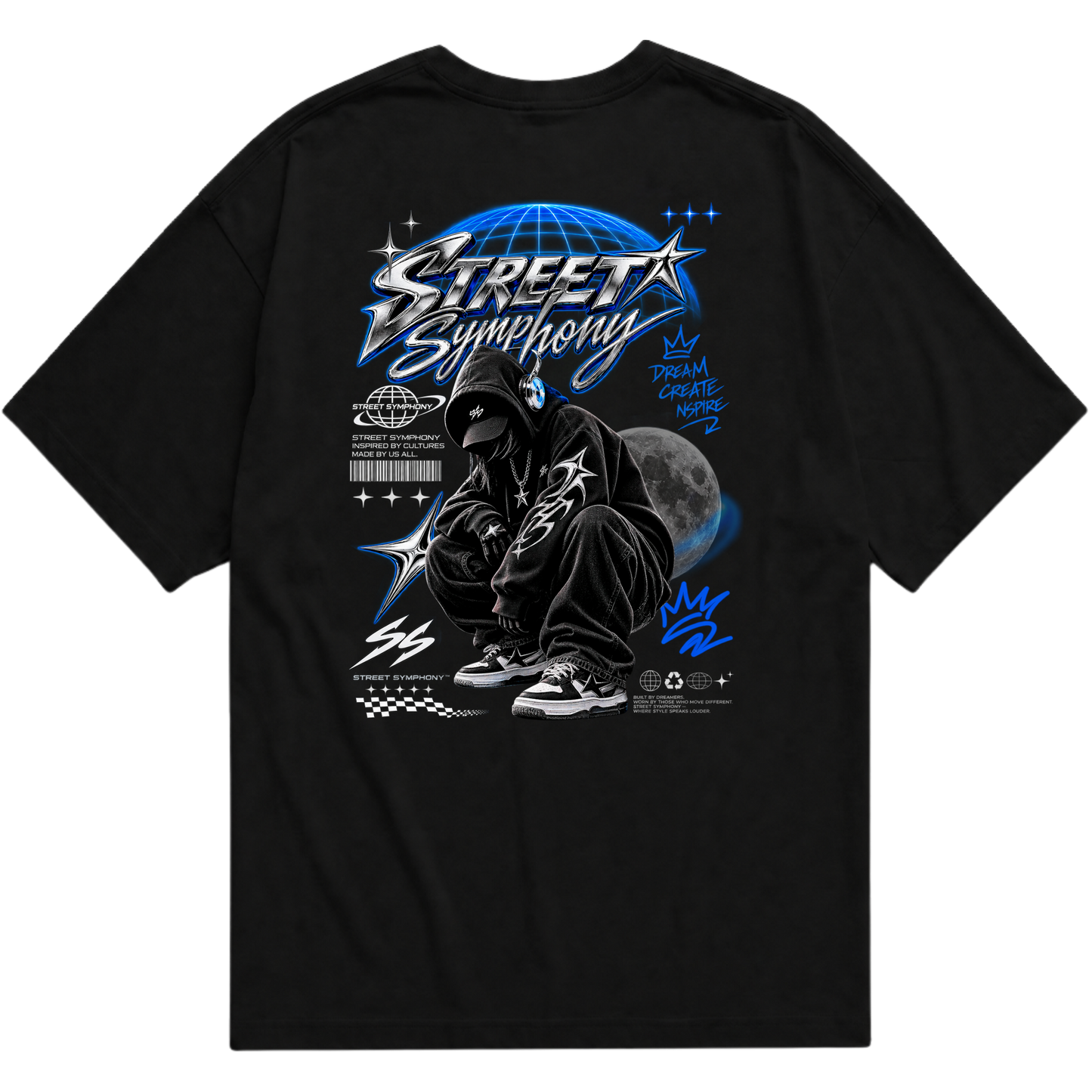 "Camiseta Oversized Deep Space - Street Symp" Oversized Básica 30.1
