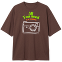 "All you need is a camera - Oversized Preta/Chocolate" Camiseta Oversized Classic
