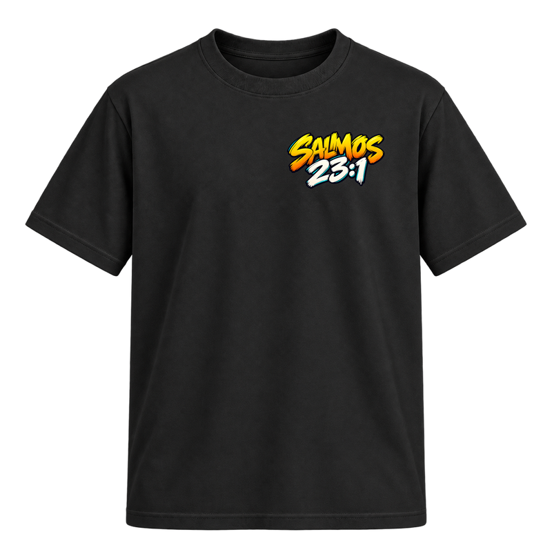 "Camiseta Oversized Cristã Salmo 23:1 | DÓKAH" Camiseta Regular Suedine