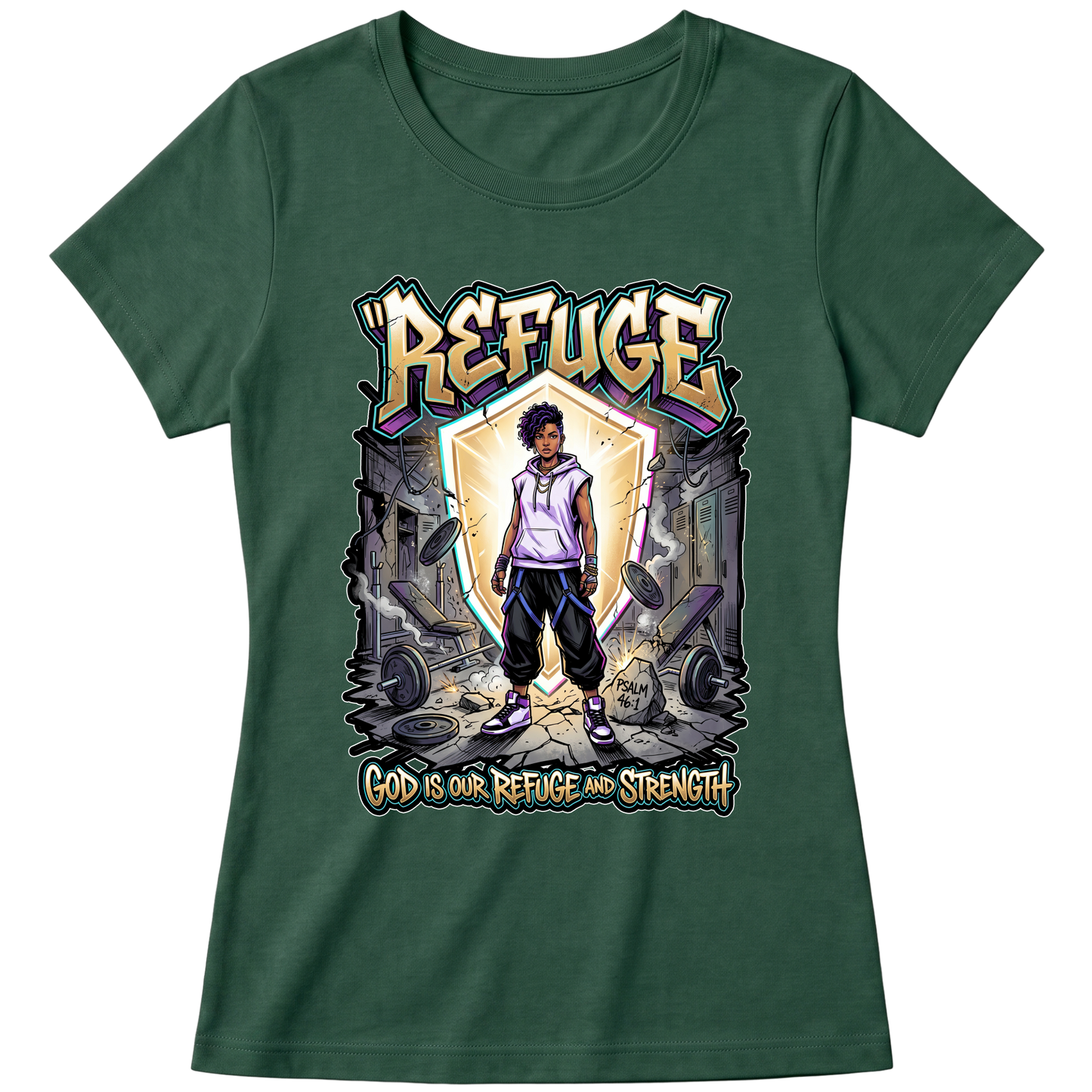 "Produto #010 Baby look REFUGE GOD" Blusa Baby Look