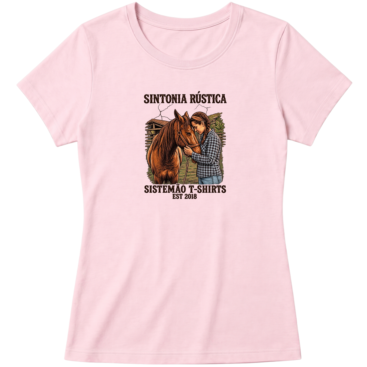 "Estampa/SINTONIA RÚSTICA" Blusa Baby Look
