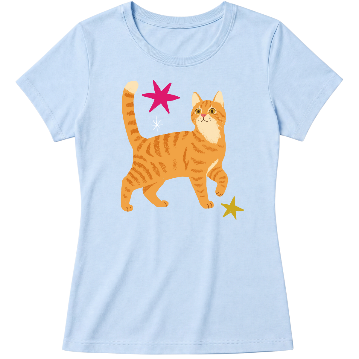 "Gato laranja rajado" Blusa Baby Look