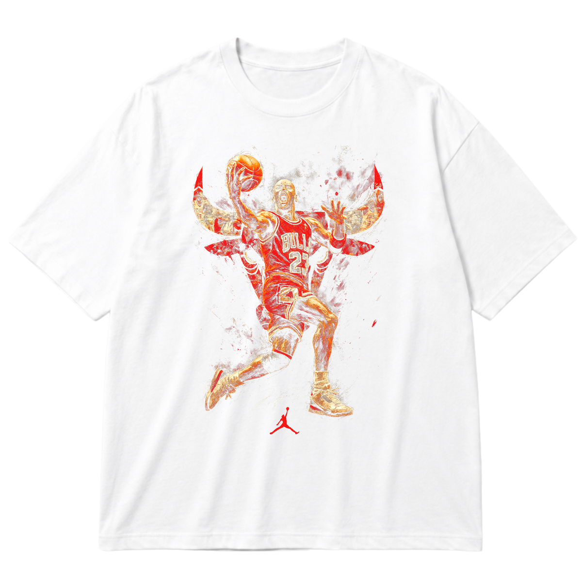 "Ícone Michael Jordan, eternizado no streetwear." Oversized Premium 96% algodão 4% Elastano