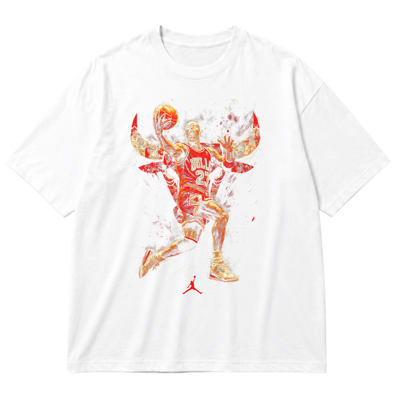"Ícone Michael Jordan, eternizado no streetwear." Oversized Premium 96% algodão 4% Elastano