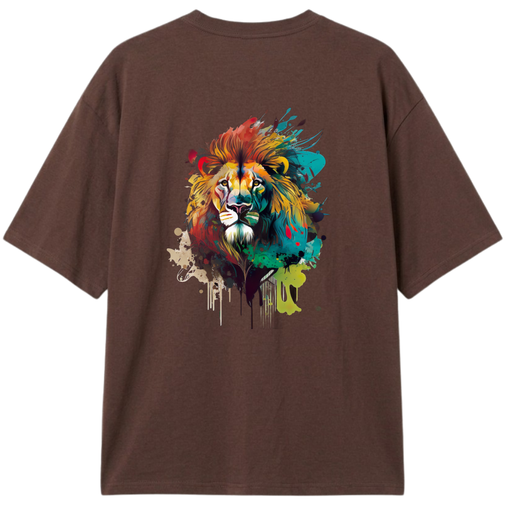 "Camiseta Oversized Classic DripEdit Leão" Camiseta Oversized Classic