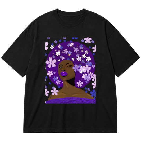 "Camiseta Oversized Cotton Maravilhosa Afro" Oversized Premium 96% algodão 4% Elastano