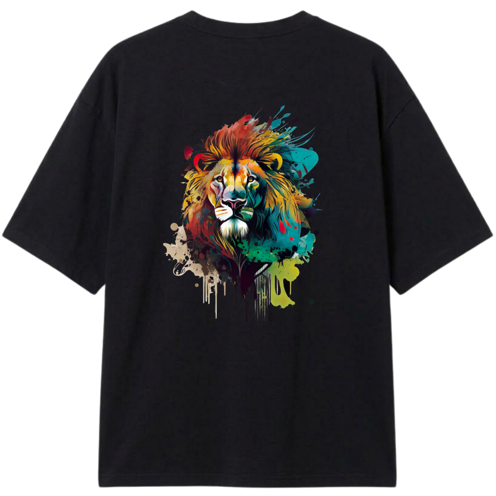"Camiseta Oversized Classic DripEdit Leão" Camiseta Oversized Classic