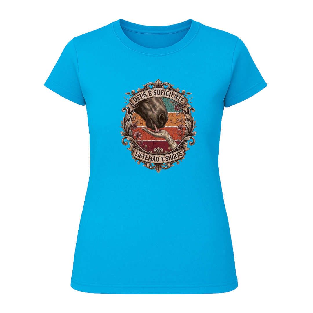 "Estampa DEUS É O SUFICIENTE" Blusa Baby Look