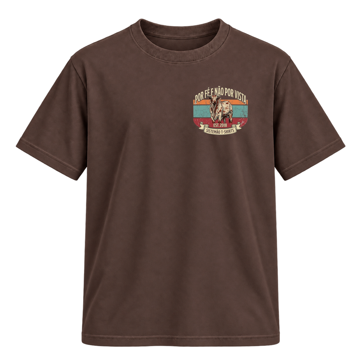 "Estampa/POR FÉ" Camiseta Regular Suedine