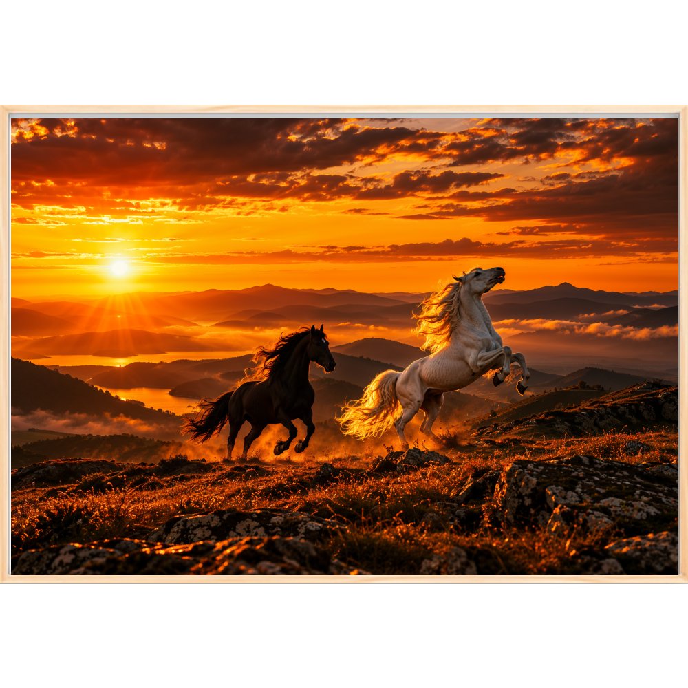 "Por do Sol" Quadro filete sem vidro acrílico
