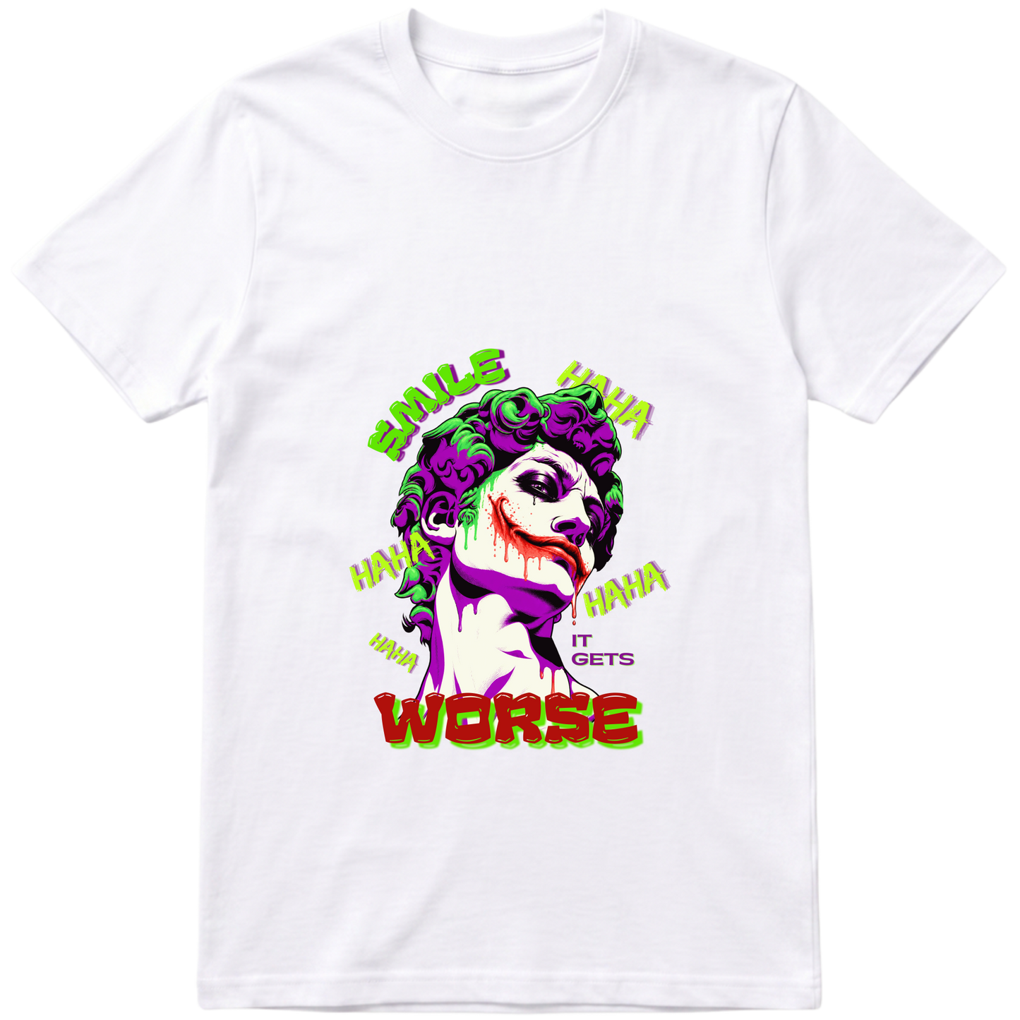 "Camiseta SMILE IT GETS WORSE - Coringa" Camiseta Básica Unissex