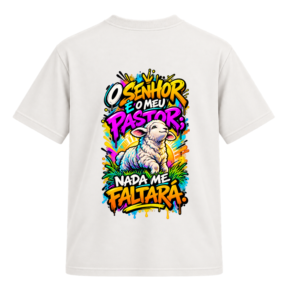 "Camiseta Oversized Cristã Salmo 23:1 | DÓKAH" Camiseta Regular Suedine