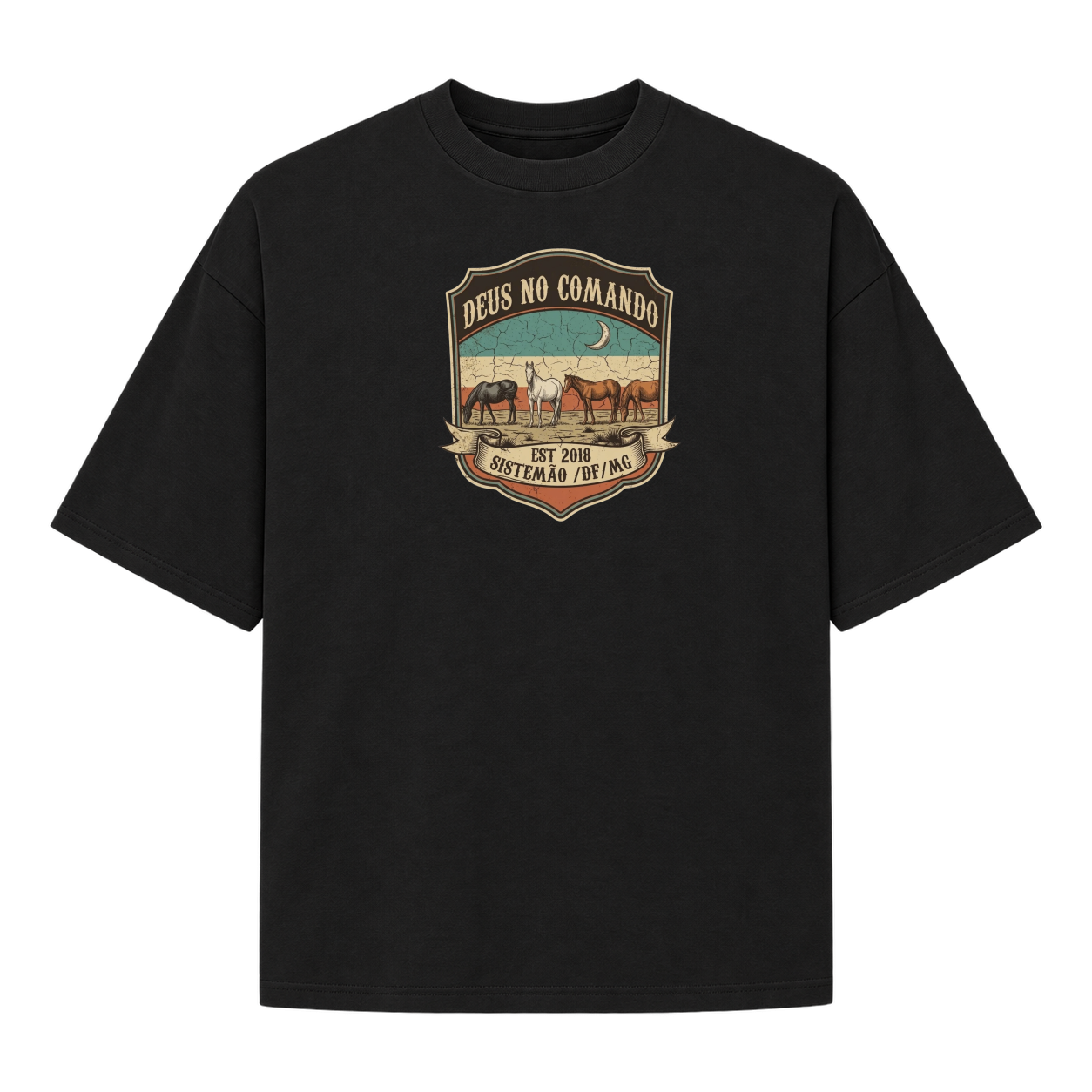 "OVERSIZED DEUS NO COMANDO MASC" Camiseta Oversized Suedine 220g