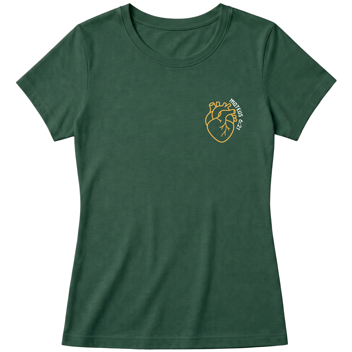 "Baby Look Onde está seu coração MT 6:21 | Coleção Marcas" Blusa Baby Look
