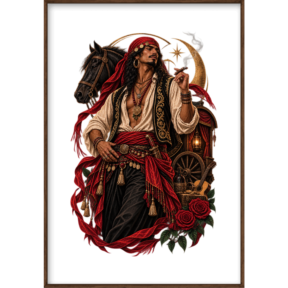 ""Cigano" Full Art - Quadro Filete" Quadro filete sem vidro acrílico