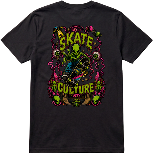 "SKATE ALIEN CULTURE" Camiseta Premium Unissex Bunker Studios
