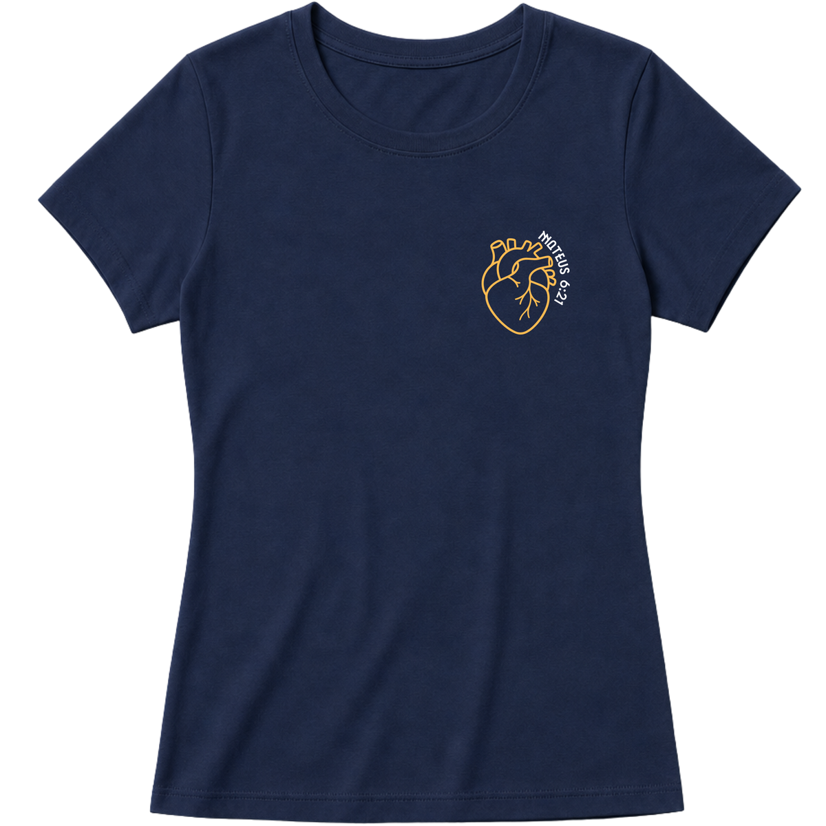 "Baby Look Onde está seu coração MT 6:21 | Coleção Marcas" Blusa Baby Look