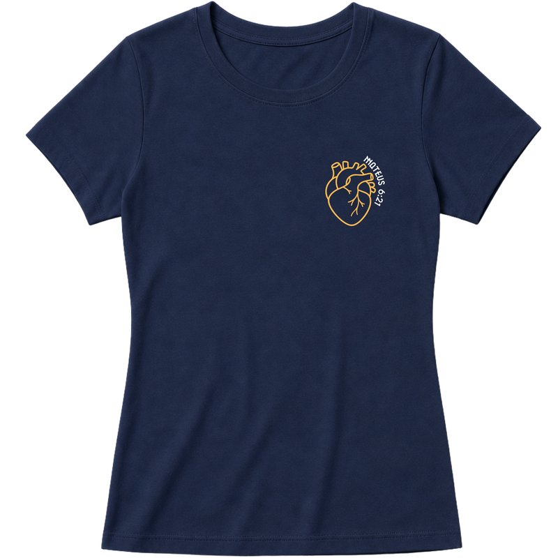 "Baby Look Onde está seu coração MT 6:21 | Coleção Marcas" Blusa Baby Look