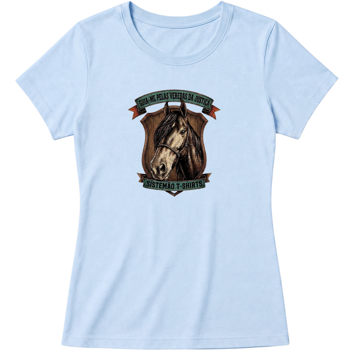"Estampa GUIA-ME PELAS VEREDAS DA JUSTIÇA" Blusa Baby Look