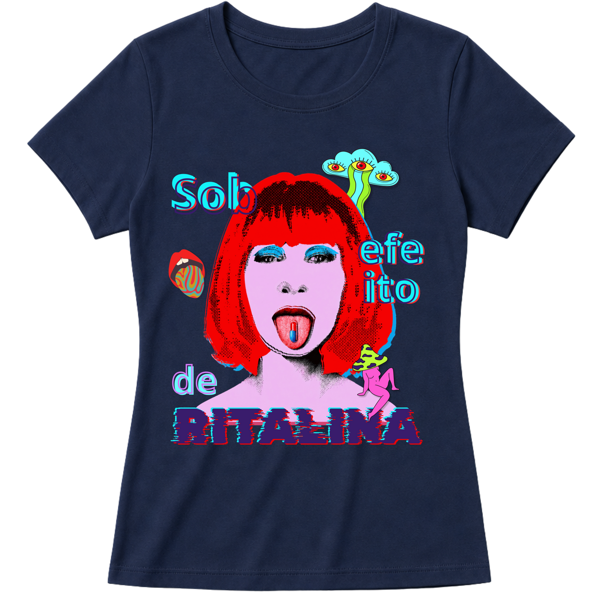 "Camiseta - Sob efeito de Ritalina" Blusa Baby Look