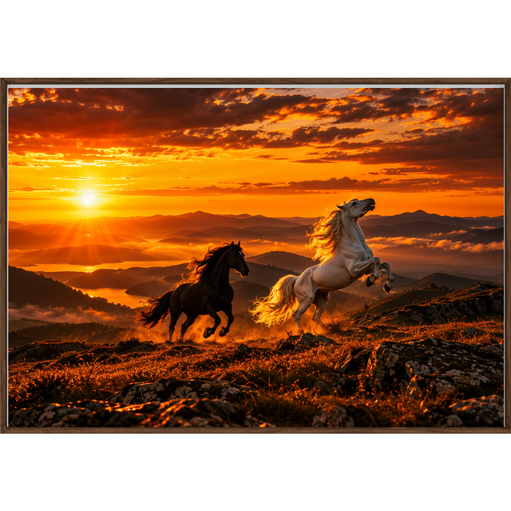 "Por do Sol" Quadro filete sem vidro acrílico