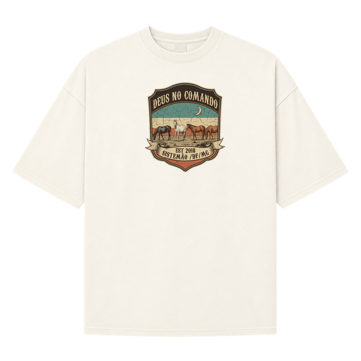 "OVERSIZED DEUS NO COMANDO MASC" Camiseta Oversized Suedine 220g