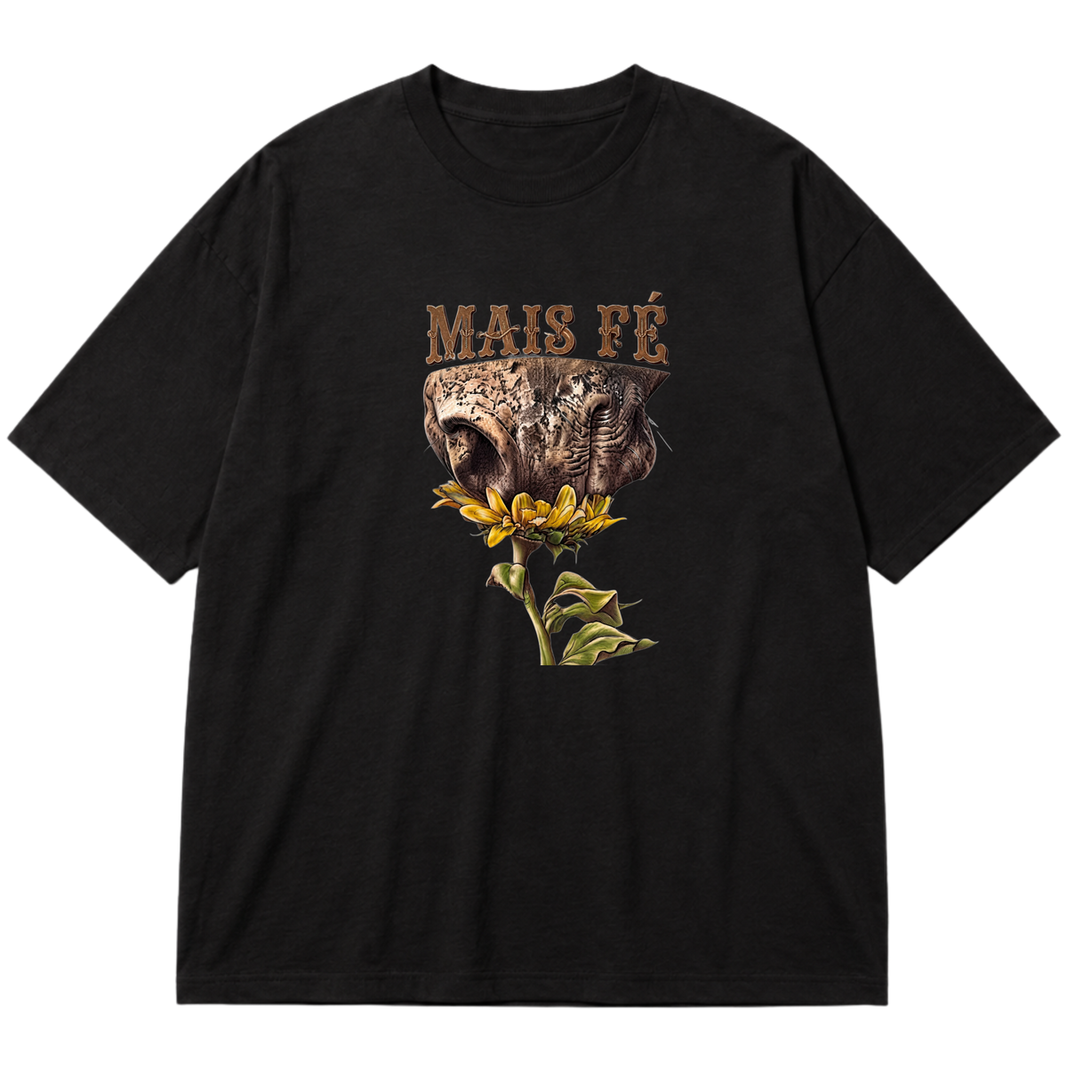 "Oversized MAIS FÉ" Oversized Premium 96% algodão 4% Elastano