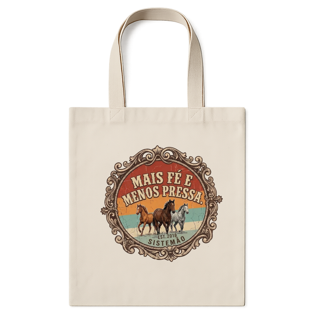"Produto #ecobag MAIS FÉ MENOS PRESSA" Ecobag