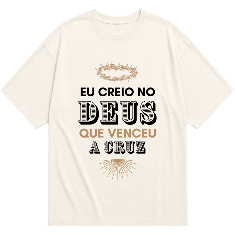 "Camiseta Oversized Eu Creio" Oversized Básica 30.1