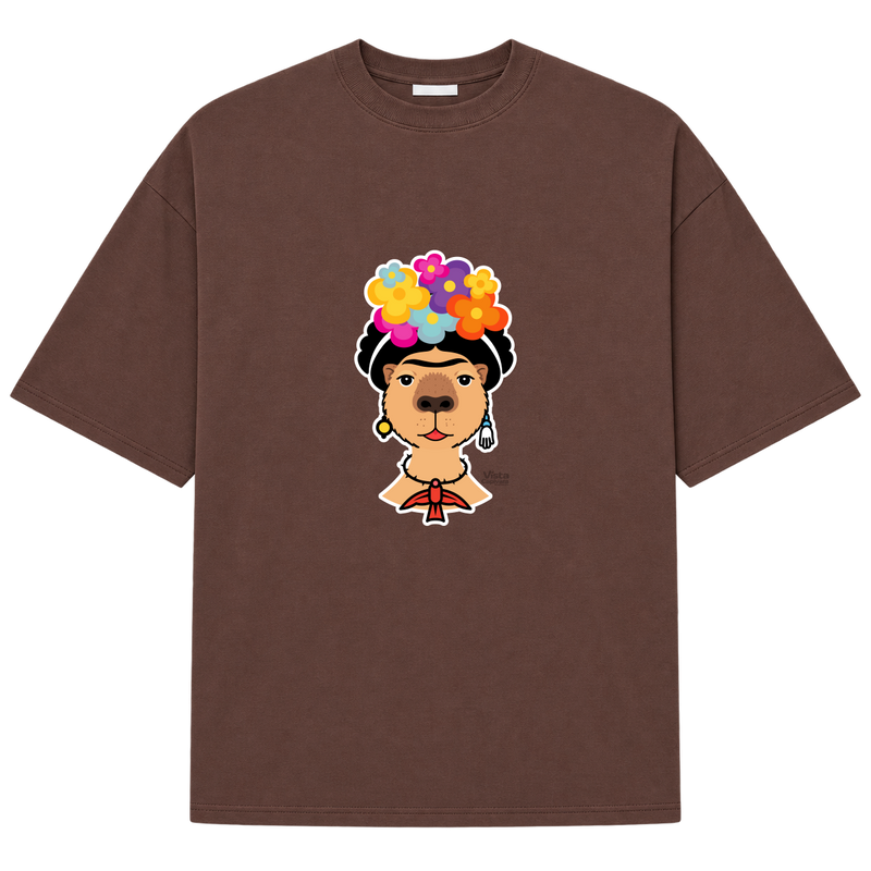 "Frida Kapivara" Camiseta Oversized Suedine 220g