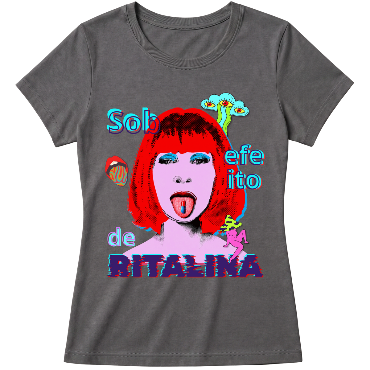 "Camiseta - Sob efeito de Ritalina" Blusa Baby Look