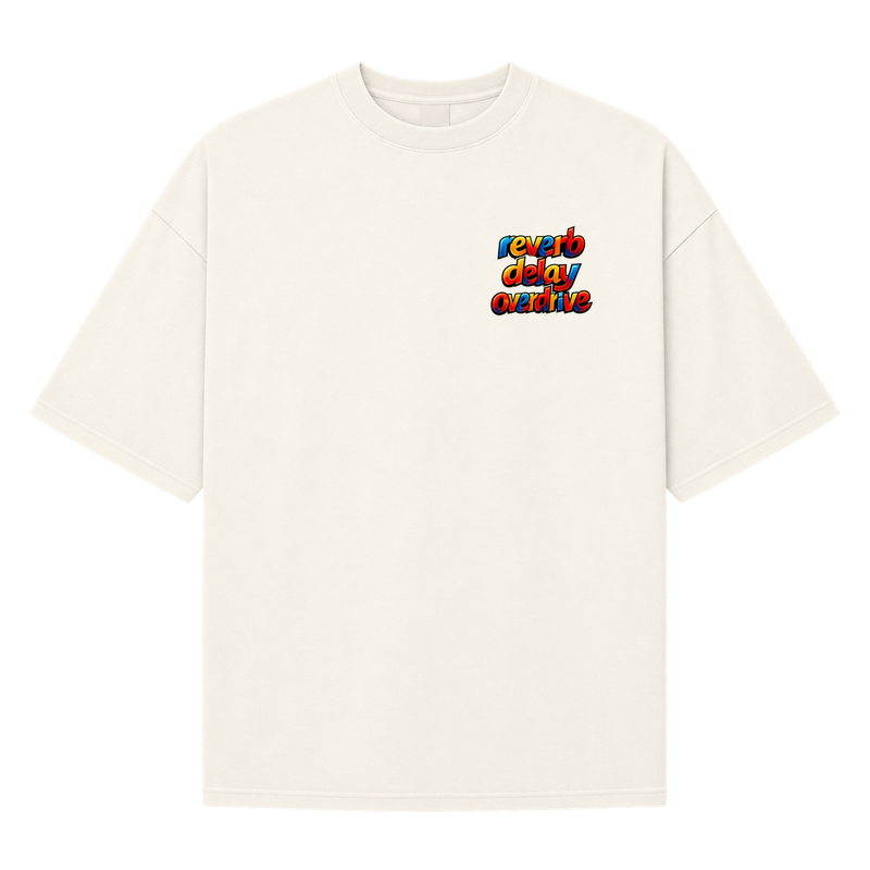 "REBERB, DELAY E OVERDRIVE" Camiseta Oversized Suedine 220g