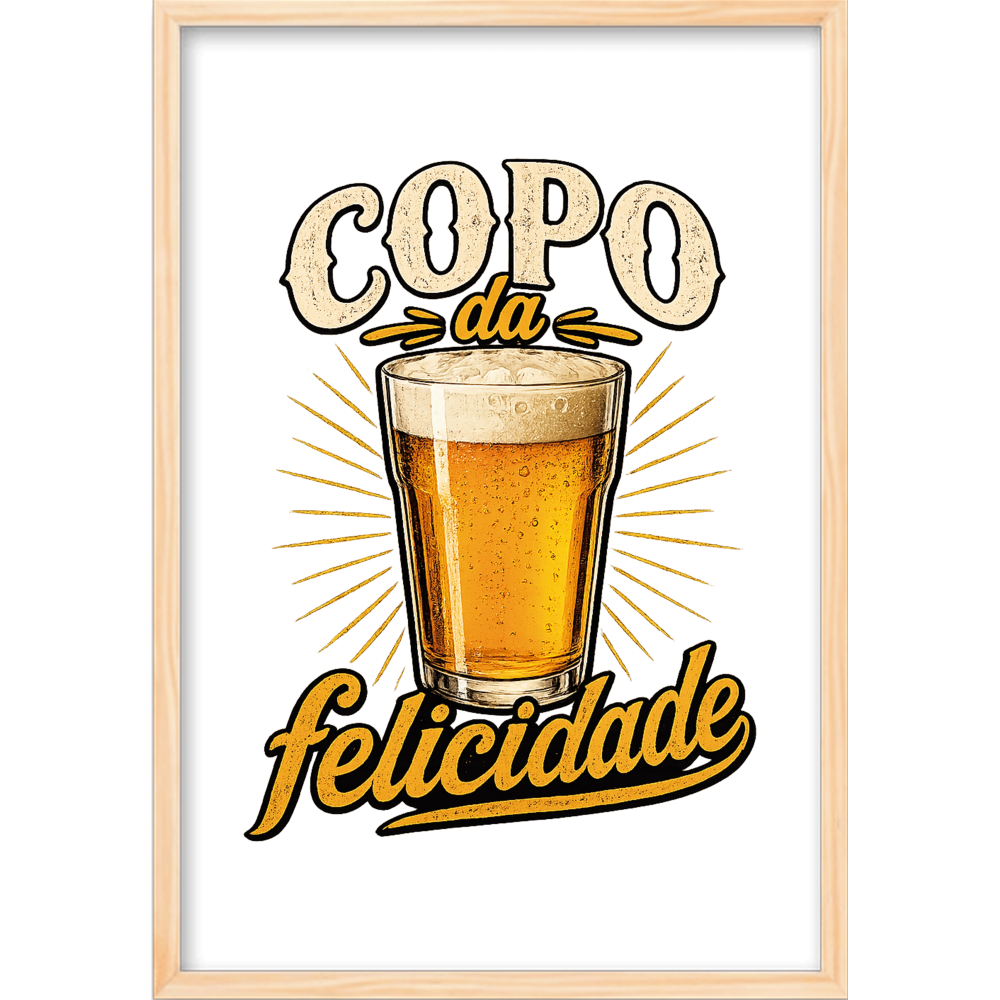 "Copo da Felicidade" Quadro caixa sem vidro acrílico