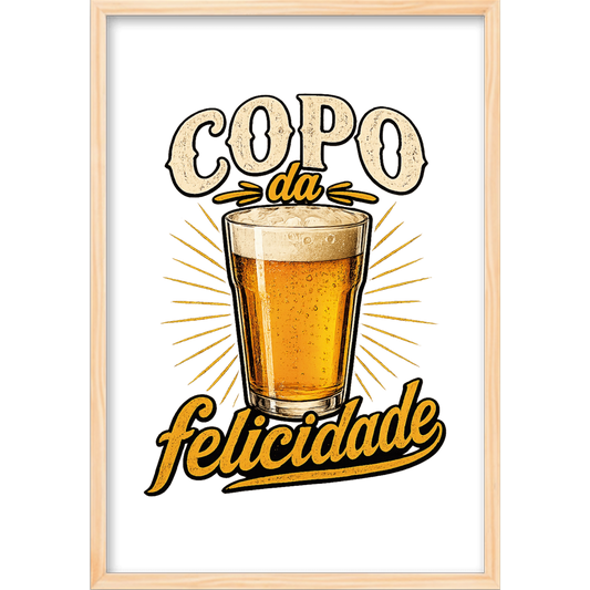 "Copo da Felicidade" Quadro caixa sem vidro acrílico