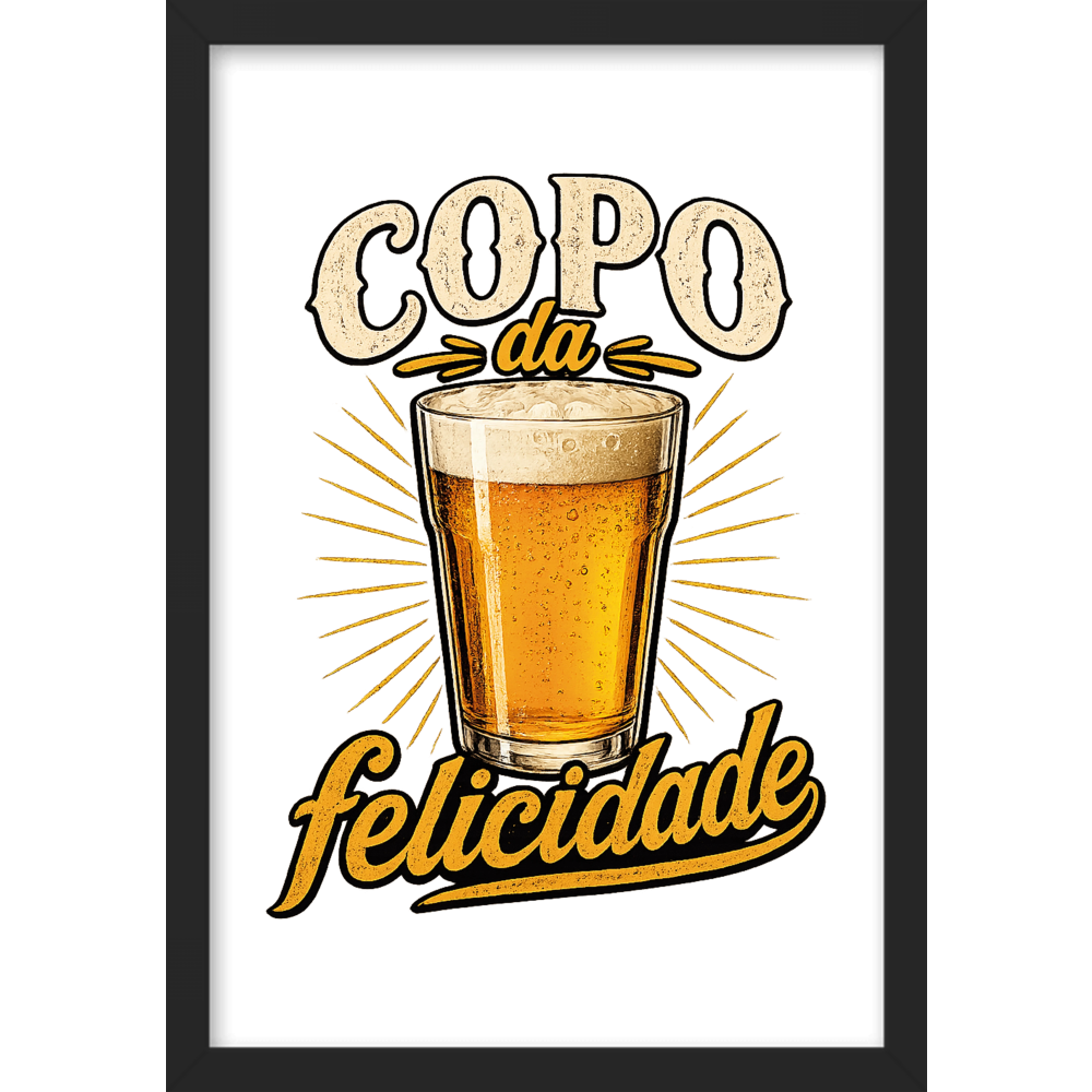 "Copo da Felicidade" Quadro caixa sem vidro acrílico