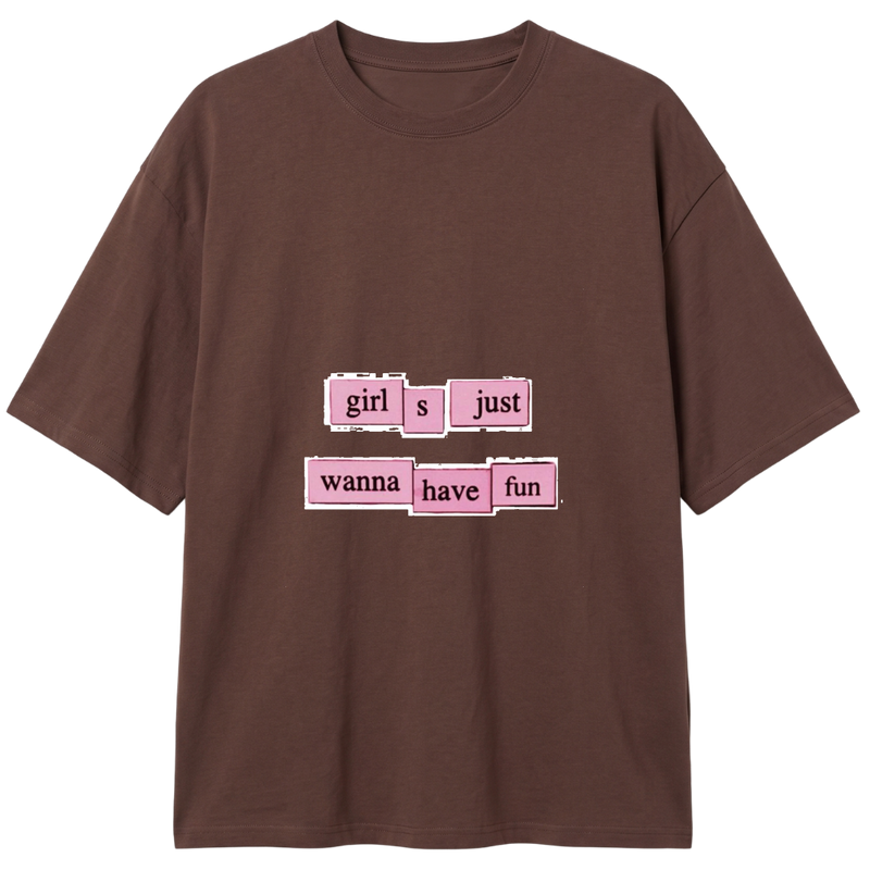 "Baby Look Pinky Girls Just Wanna Have Fun" Camiseta Oversized Classic