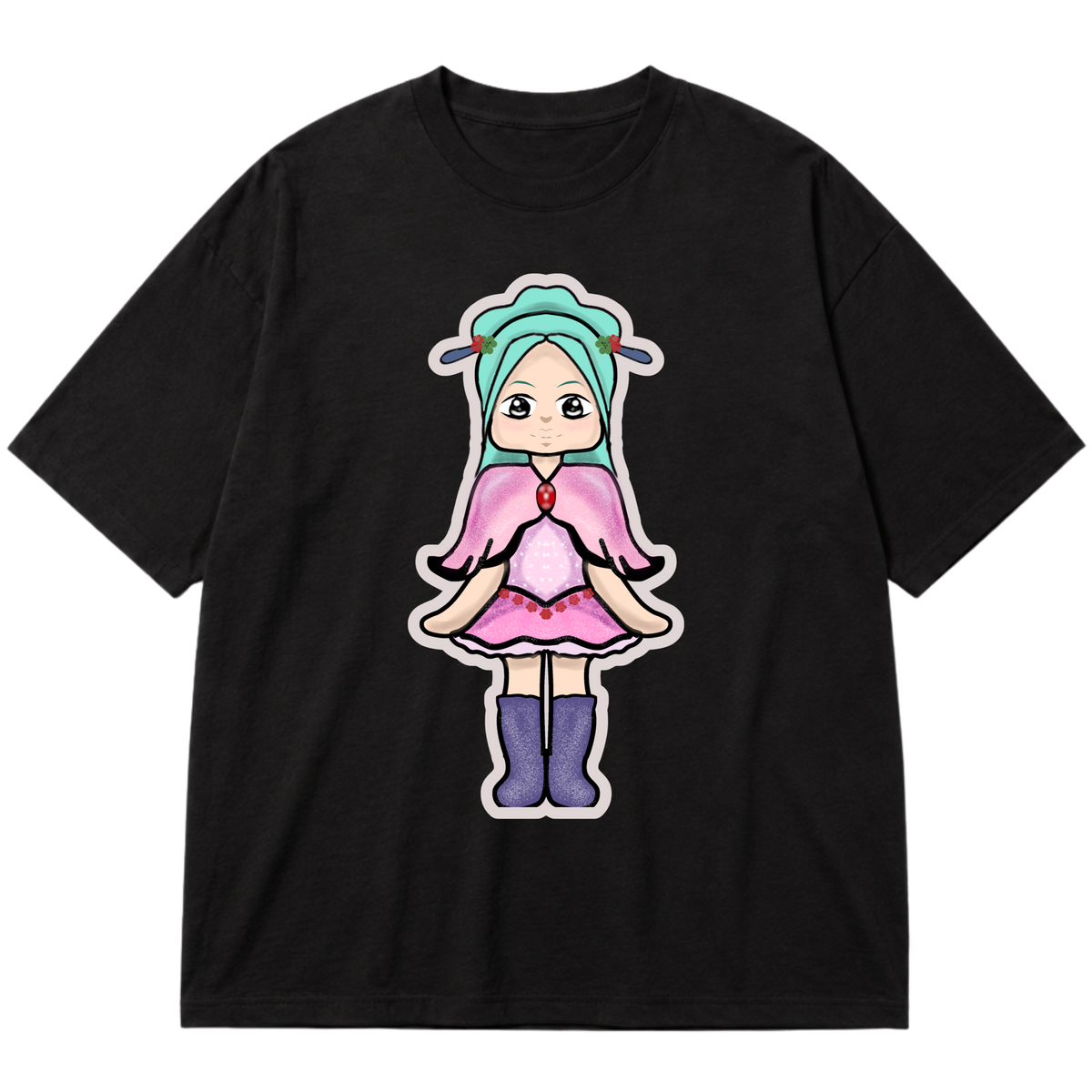 "Camiseta Oversized Feminina Menina Fofa Estampa Cute" Oversized Premium 96% algodão 4% Elastano