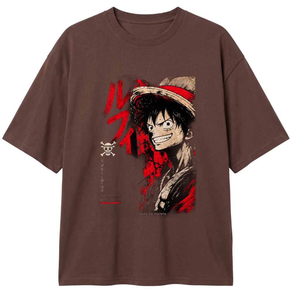 "Camiseta Oversized One Piece Monkey D. Luffy" Camiseta Oversized Classic