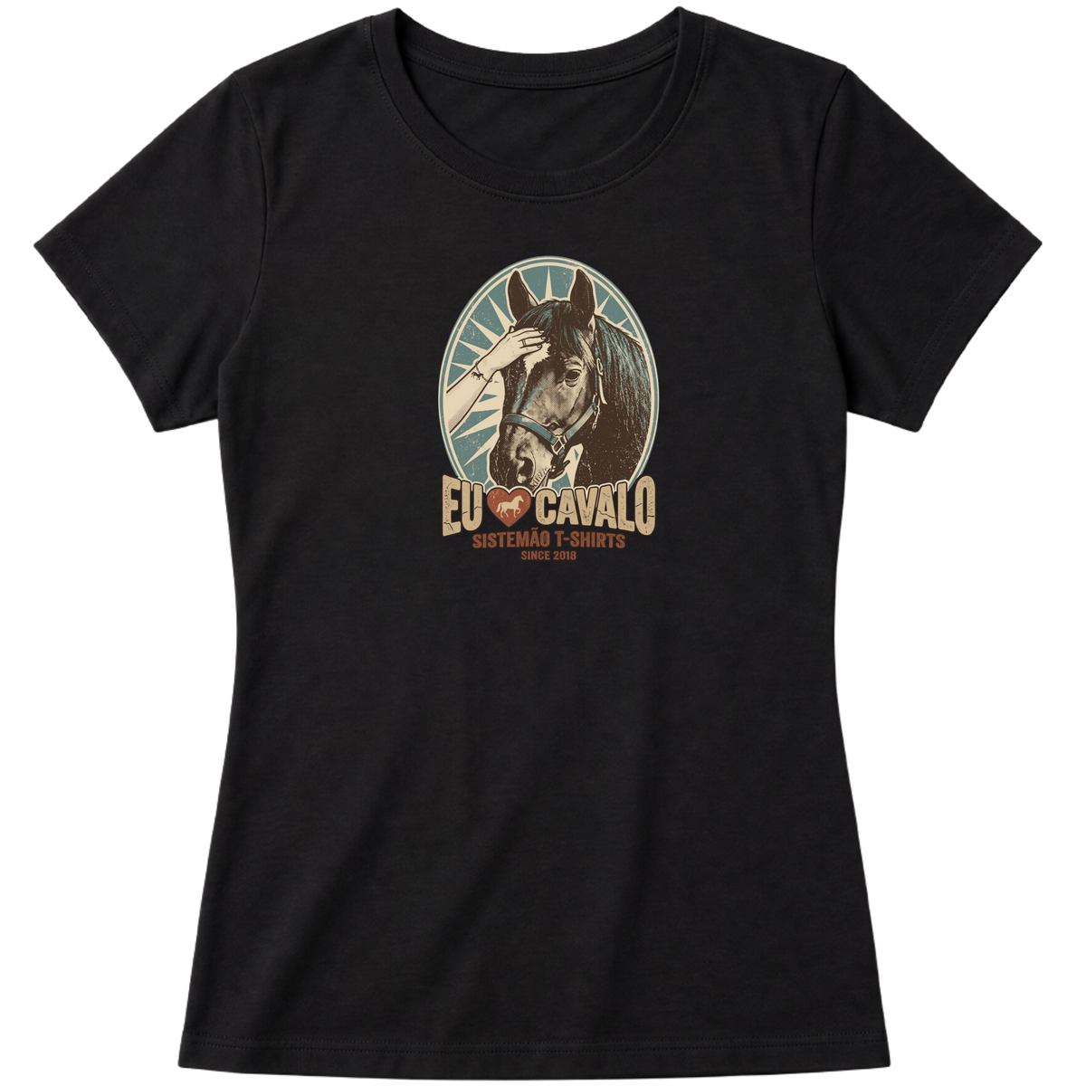 "Estampa/Babylook/EU AMO CAVALO" Blusa Baby Look