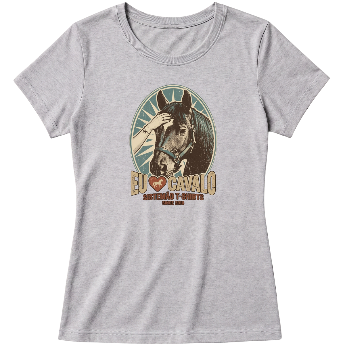 "Estampa/EU AMO CAVALO" Blusa Baby Look