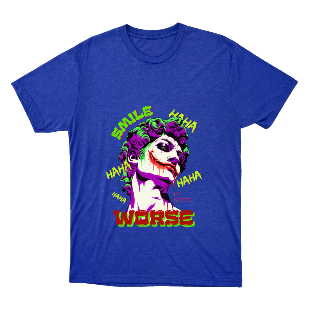 "Camiseta SMILE IT GETS WORSE - Coringa" Camiseta Básica Unissex
