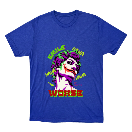 "Camiseta SMILE IT GETS WORSE - Coringa" Camiseta Básica Unissex