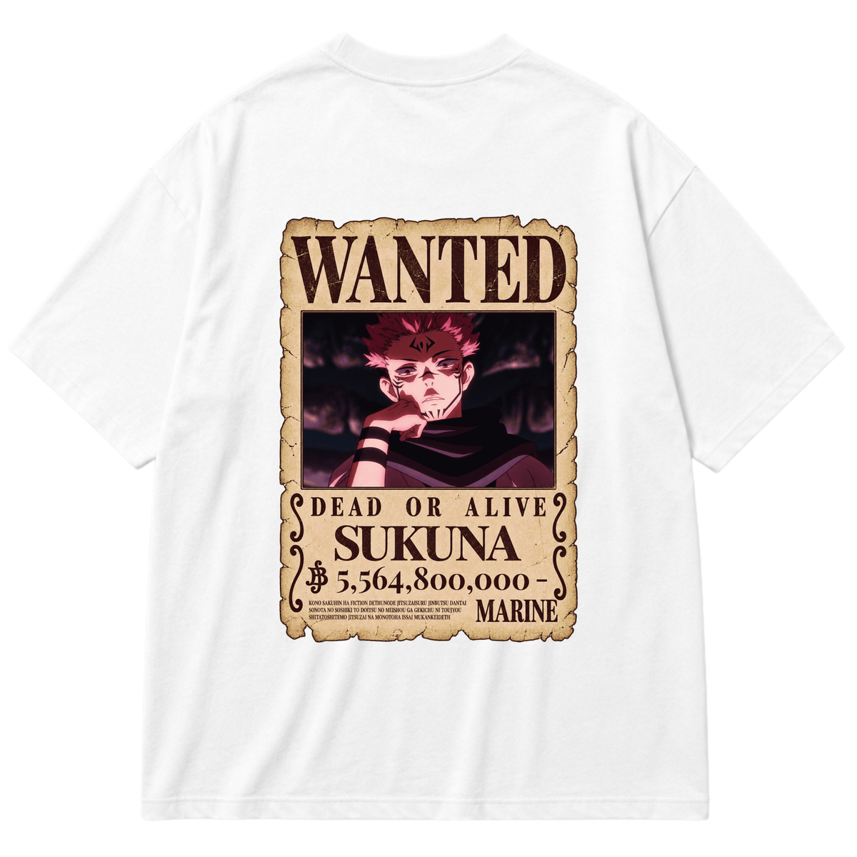 "Sukuna - cartaz de procurado - Jujutsu Kaisen" Oversized Premium 96% algodão 4% Elastano