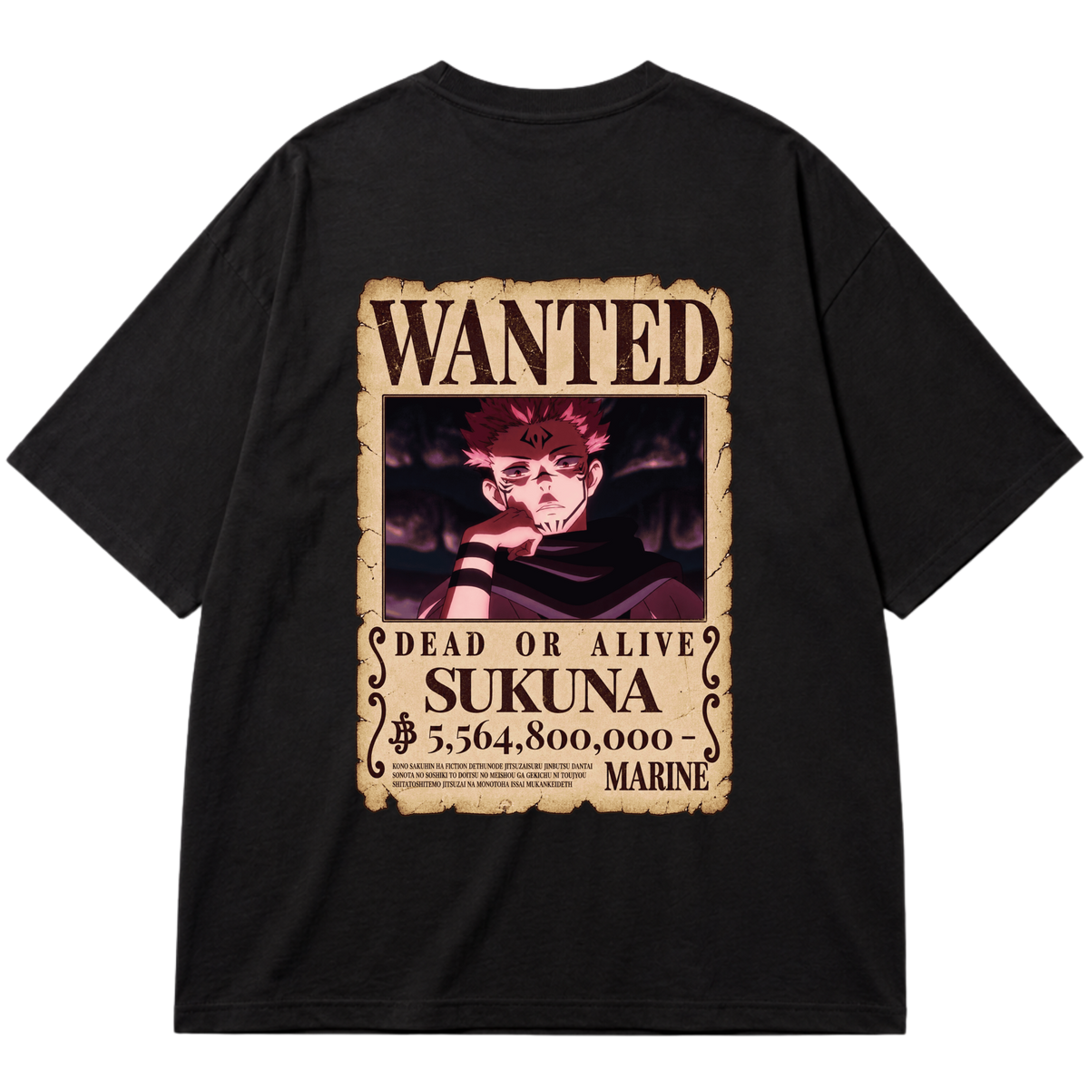 "Sukuna - cartaz de procurado - Jujutsu Kaisen" Oversized Premium 96% algodão 4% Elastano